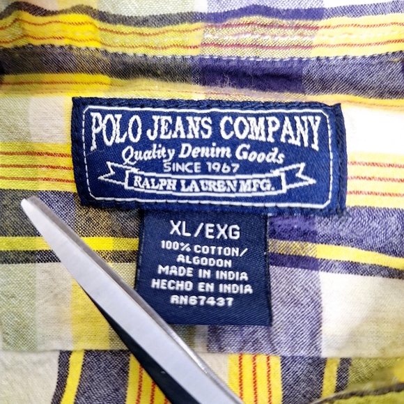 Vintage Blue Label Polo Jeans Company " The Mad For Plaid" Short sleeve shirt XL - Picture 8 of 8